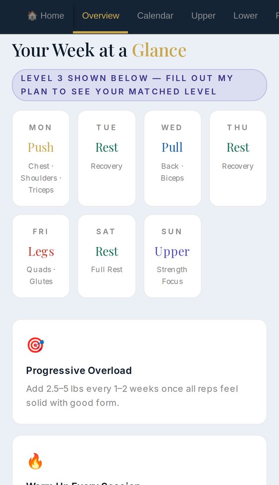 The Overview: the week at a glance and the rules for progressing